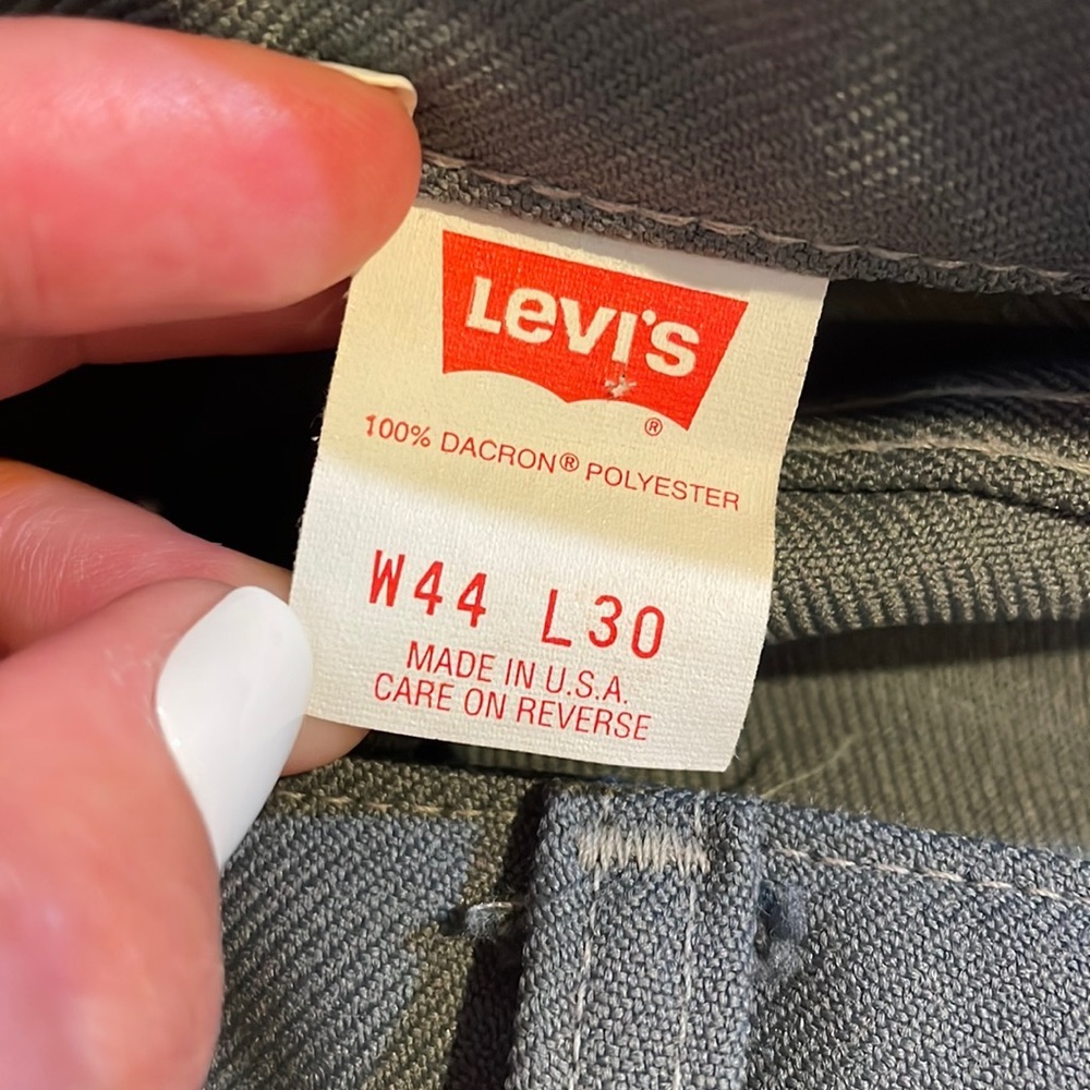 VINTAGE Levi's Sta-Prest 44×30 Black Tab Gold Lettering Gray Pants. Made in USA